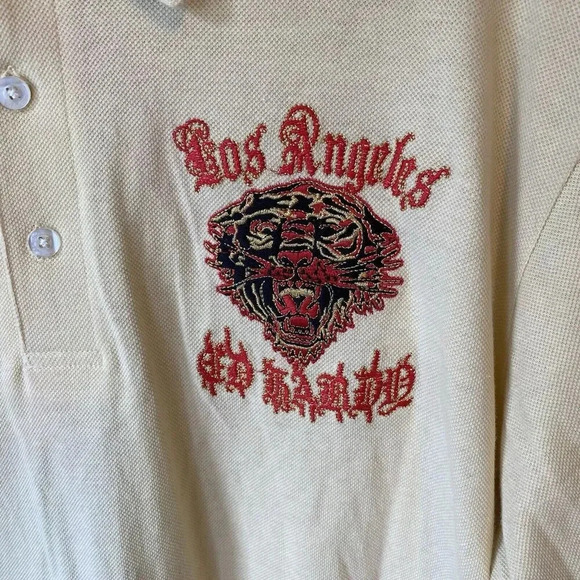 VTG Ed Hardy Los Angeles Embellished Polo T Shirt Tiger Yellow Unisex XXL NEW - Picture 5 of 9